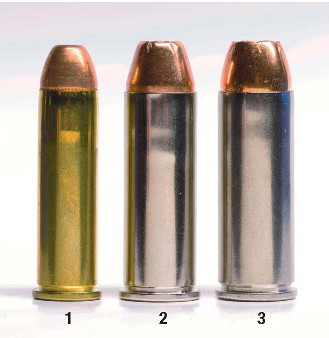 The S&W Model 1854 Stealth Hunter is available in: (1) 357 S&W Magnum, (2) 44 Remington Magnum and (3) 45 Colt.
